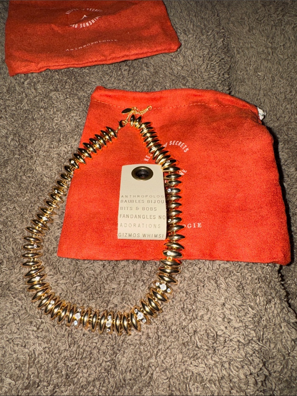 Anthropologie Gold Spiral Statement Necklace gold plated